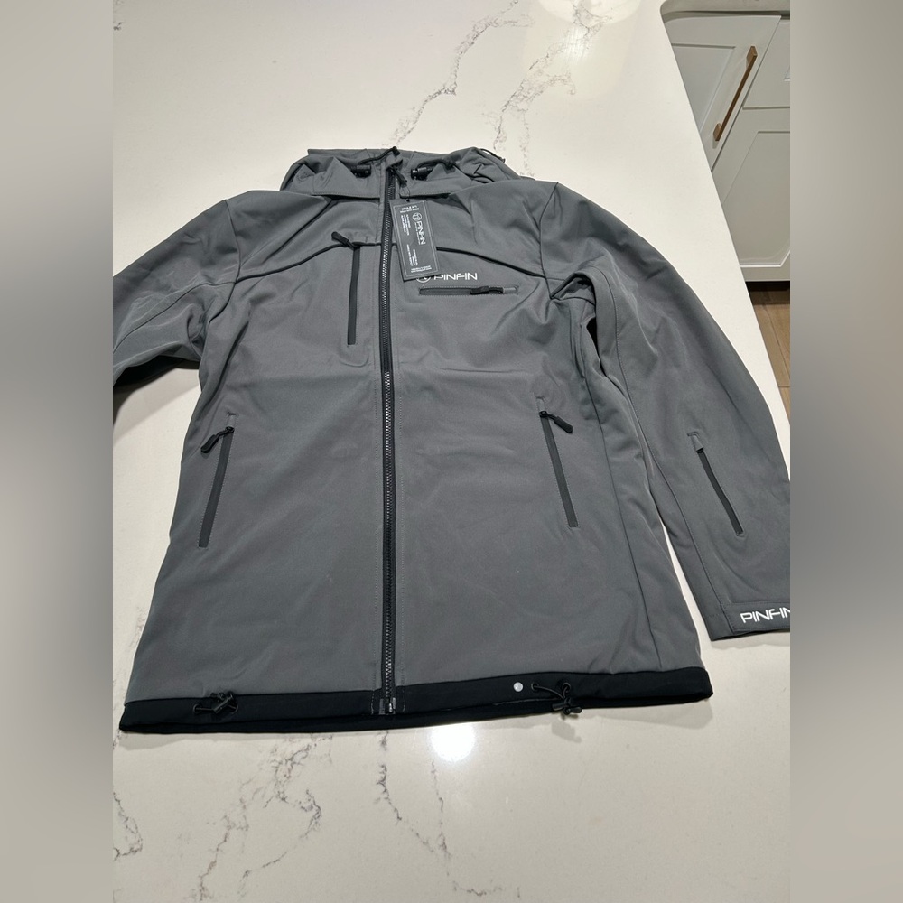 NEW Gray Mens Pin Fin Snow Windbreaker Jacket Alpha $200 L